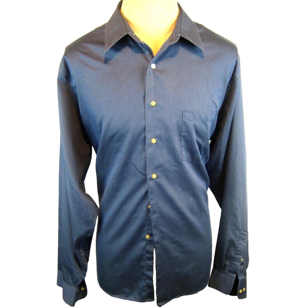 Mens Arrow Blue LS Cotton/Poly Blend Casual Shirt sz 17.5x36/37